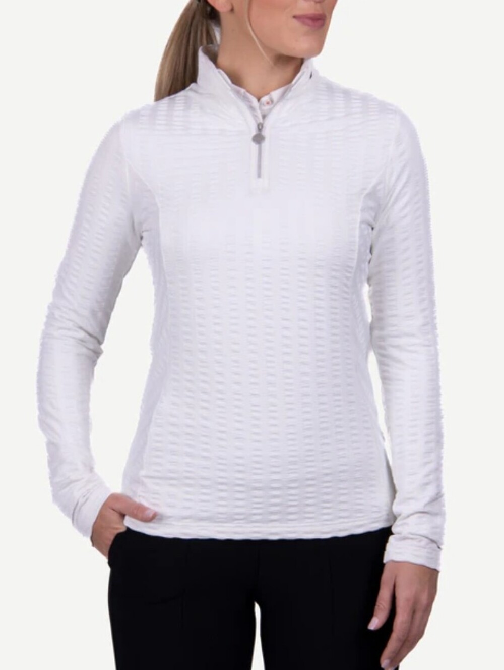 KJUS Sense Half-zip Lite White Textured Athletic Top 4-way Stretch UPF Sz 34/XS